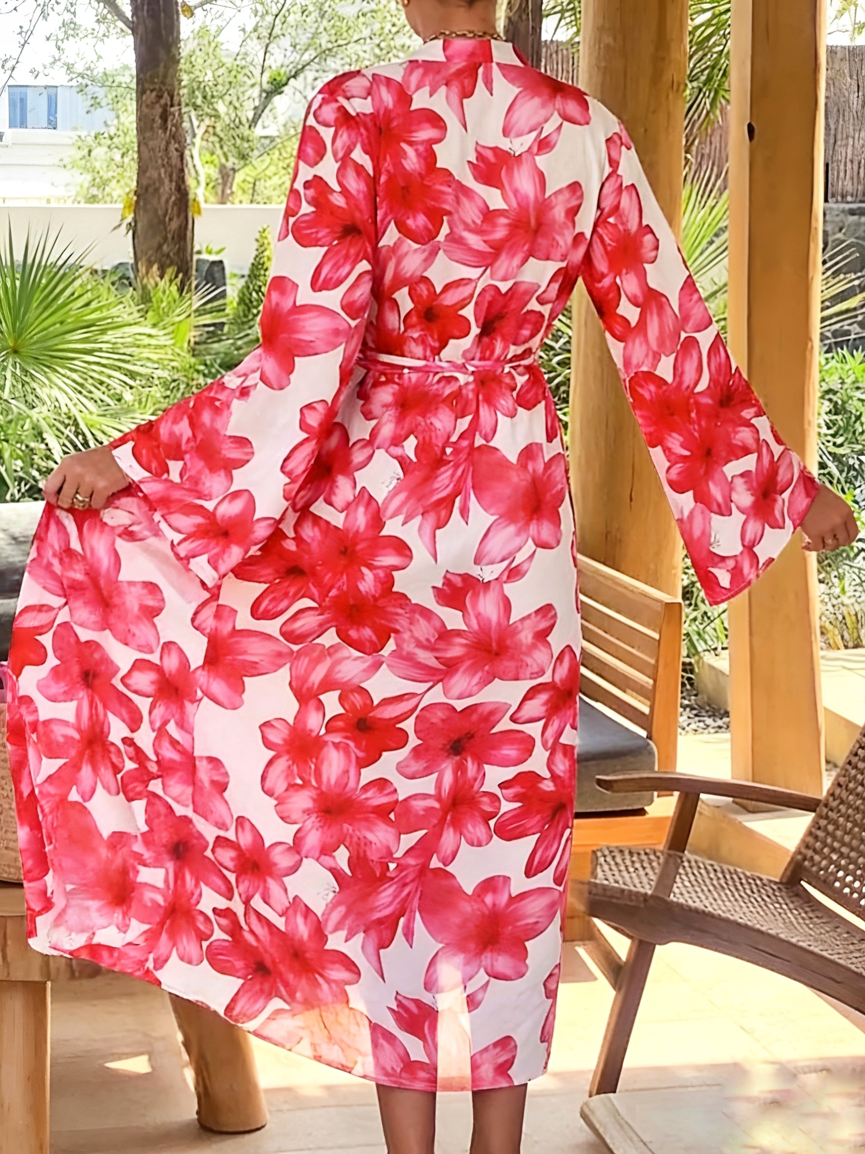Women's Red Floral Kimono Robe - Kimono Sheer Floral 리뷰 및 가격