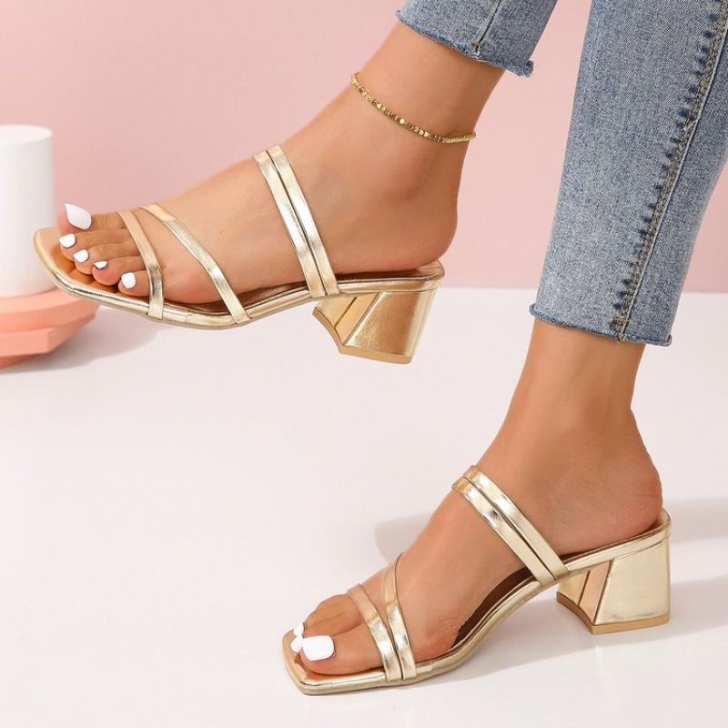Women's Mules Open Square Toe  - Sandal Strappy Heeled 리뷰 및 가격