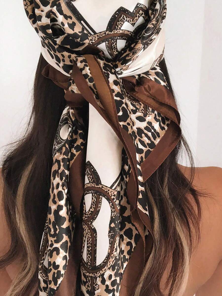 1pc Leopard Print Chain & Flor - Headband Summer Knit 리뷰 및 가격