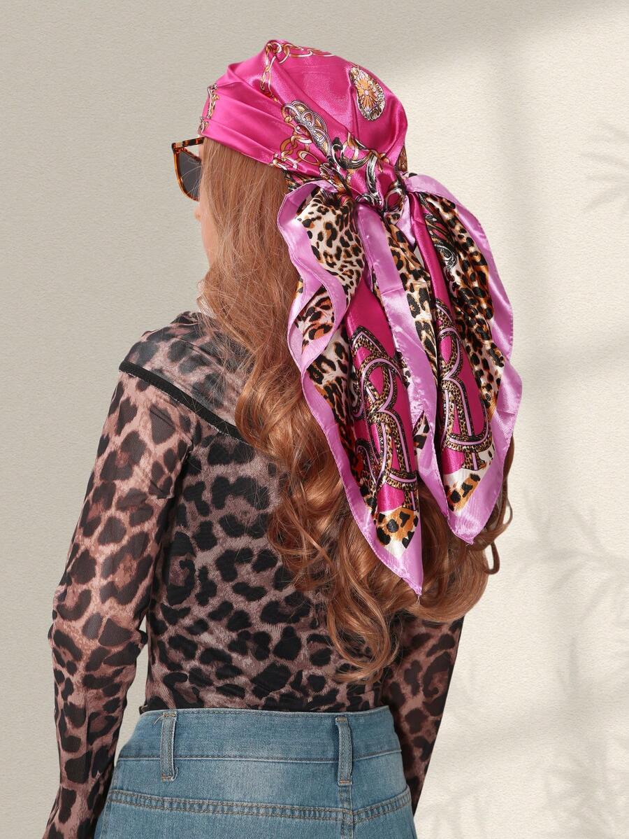 1pc Leopard Print Chain & Flor - Headband Summer Knit 리뷰 및 가격