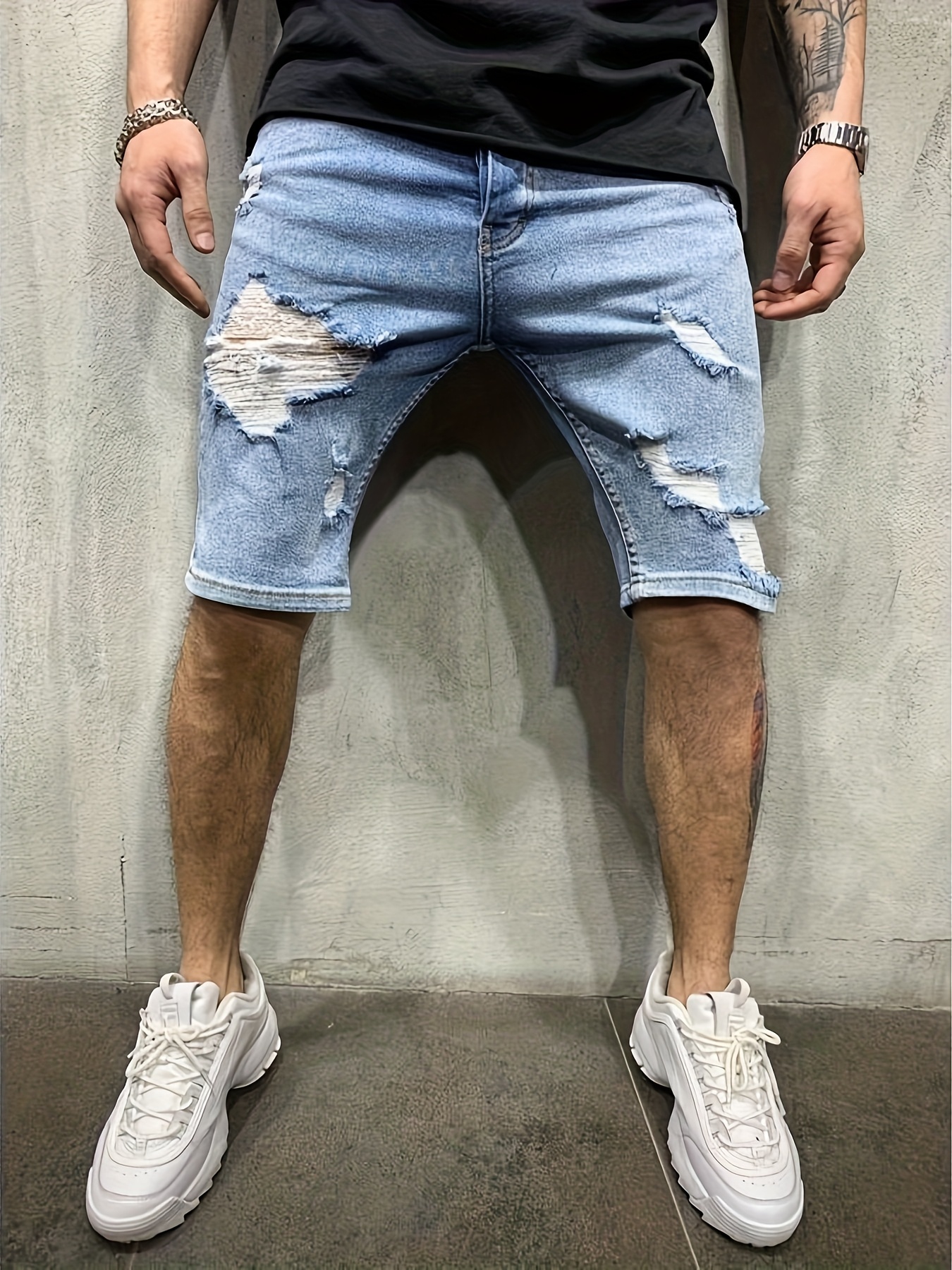 Men's Summer Breathable Ripped - Shorts Denim Frayed 리뷰 및 가격