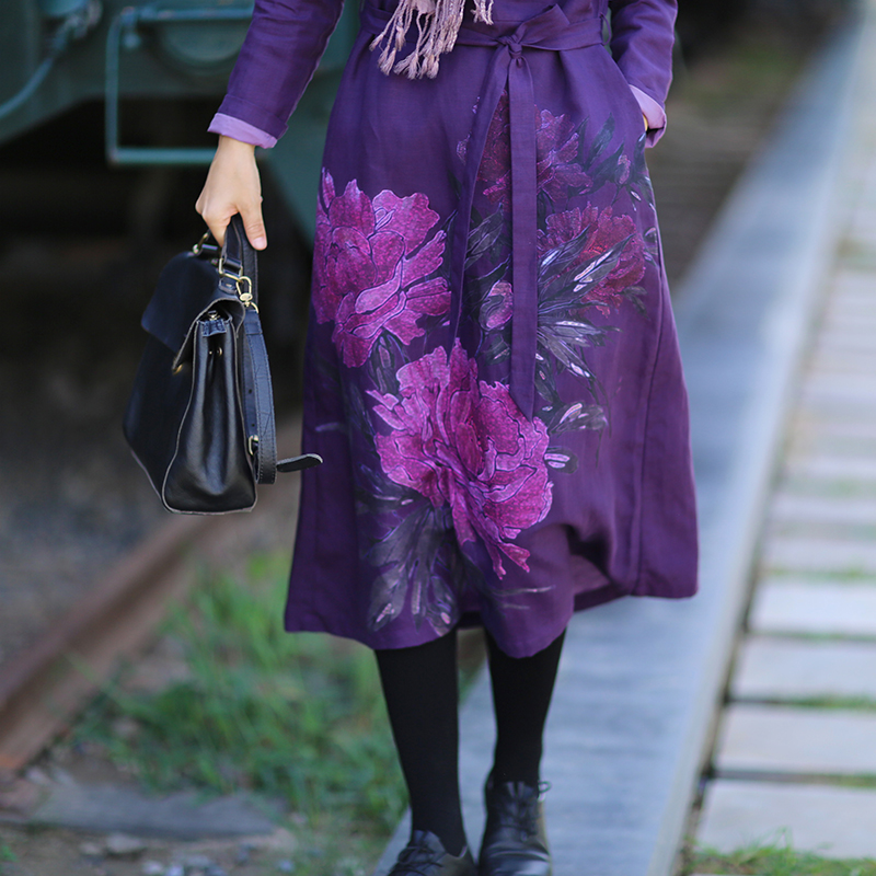 Warm Cotton Linen Peony Print  - Linen Dress Wrap 리뷰 및 가격