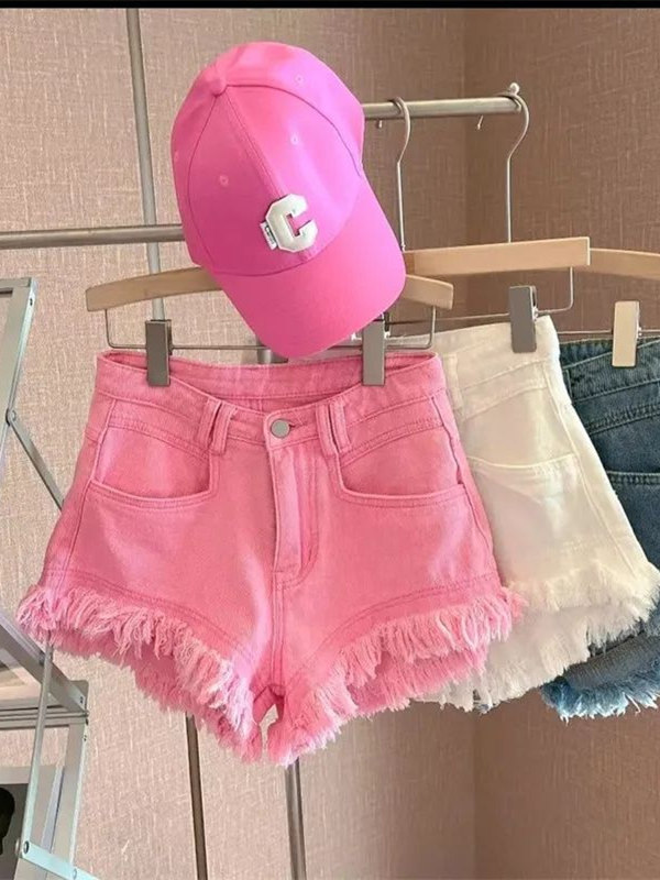 Outlet Korean Style Casual Hon - Shorts Denim Frayed 리뷰 및 가격