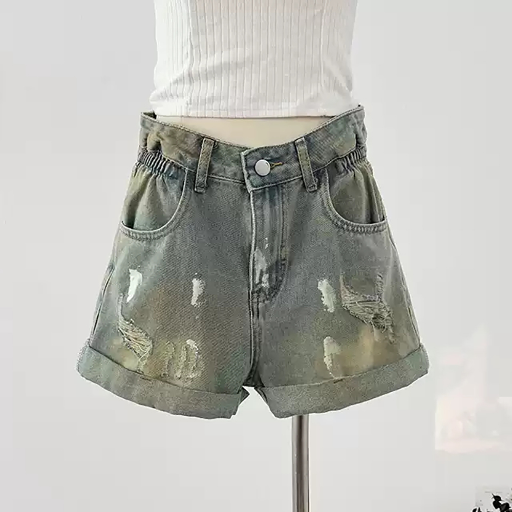 American Retro Denim Shorts Wo - Shorts Denim Frayed 리뷰 및 가격