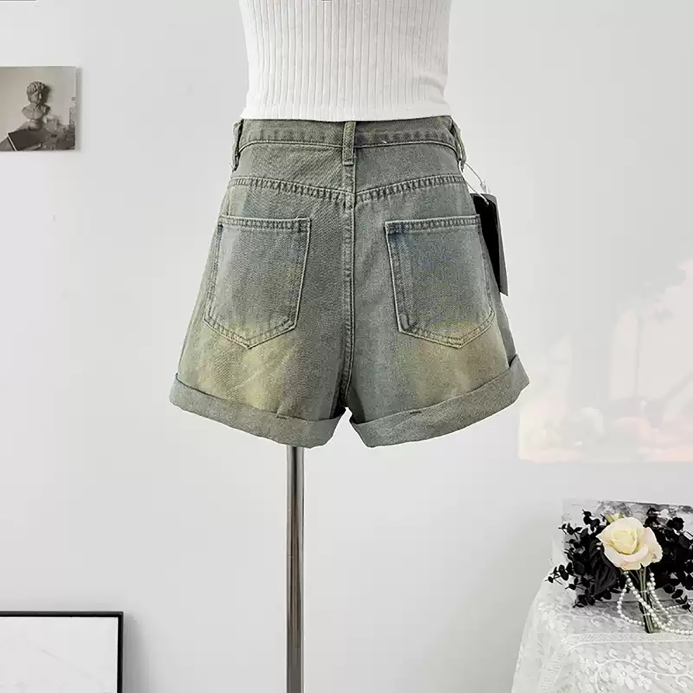American Retro Denim Shorts Wo - Shorts Denim Frayed 리뷰 및 가격