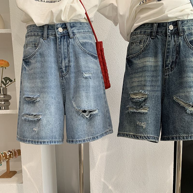 Denim Short Pant Women Jeans V - Shorts Denim Frayed 리뷰 및 가격