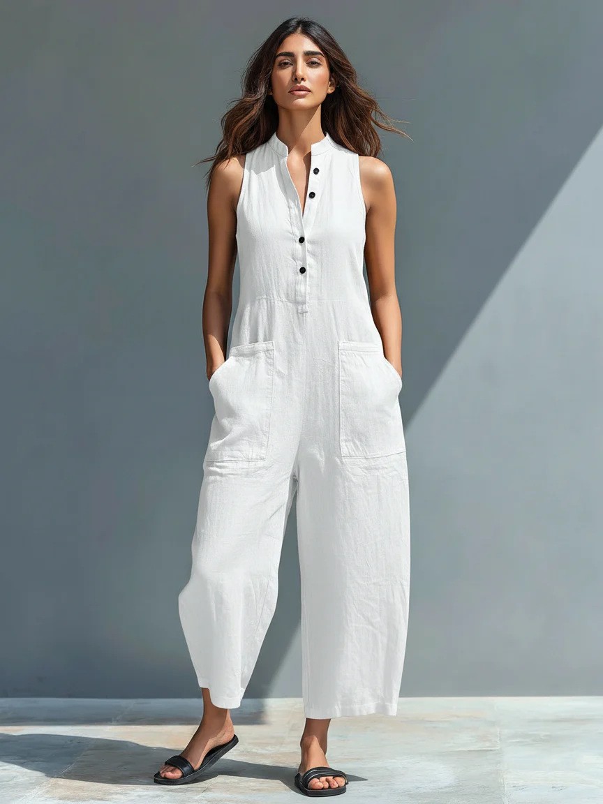 Summer Women's Clothing Sleeve - Jumpsuit Linen Relaxed 리뷰 및 가격