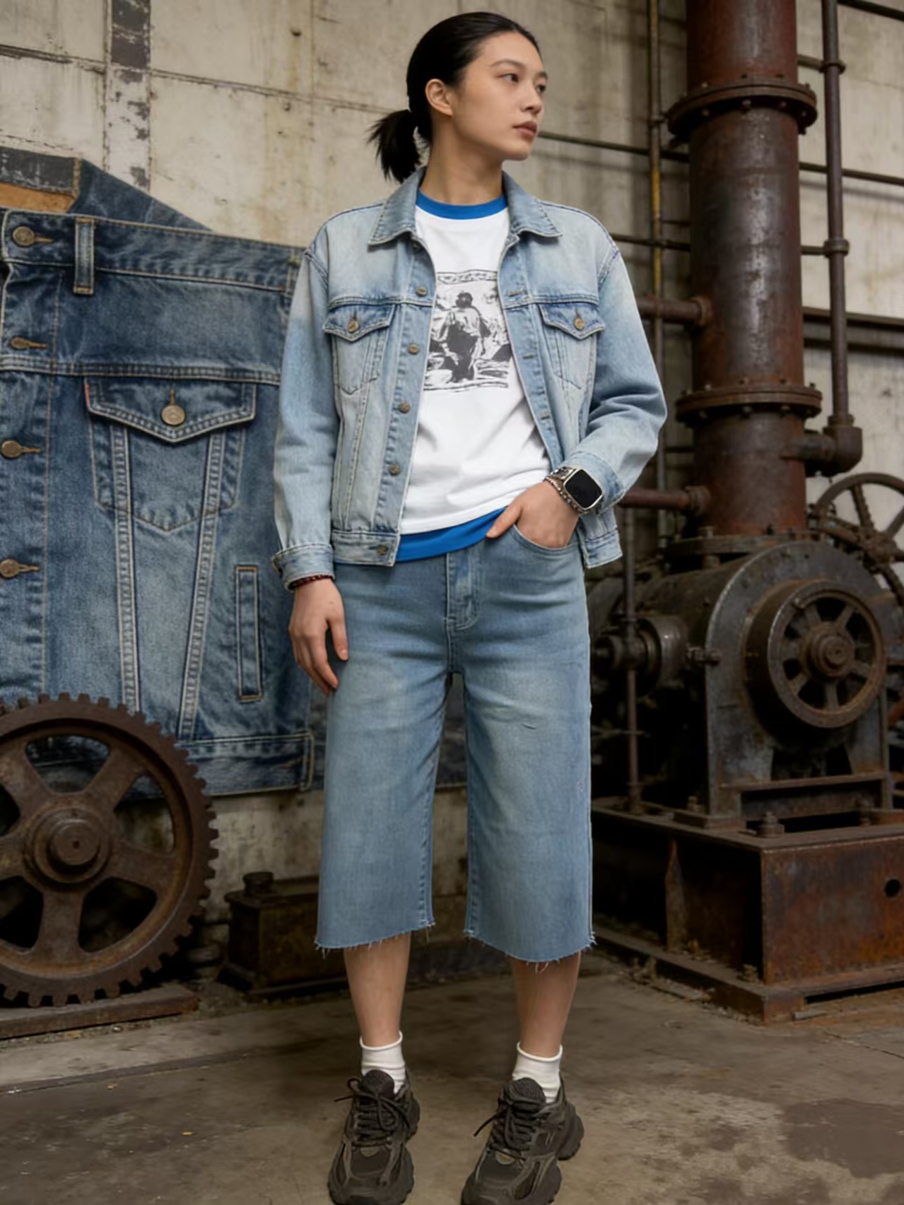 Women's High Waisted Denim Ber - Shorts Denim Frayed 리뷰 및 가격
