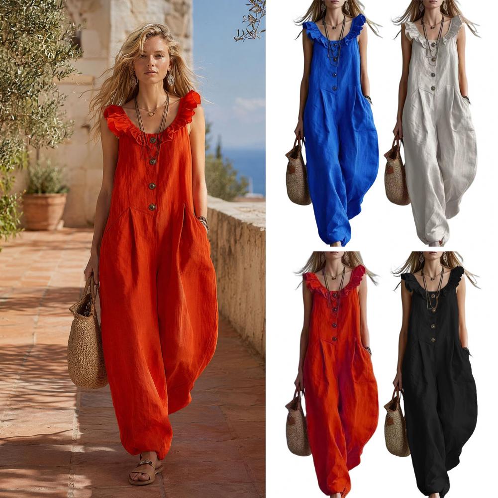 Loose Fit Jumpsuit Relaxed Fit - Jumpsuit Linen Relaxed 리뷰 및 가격