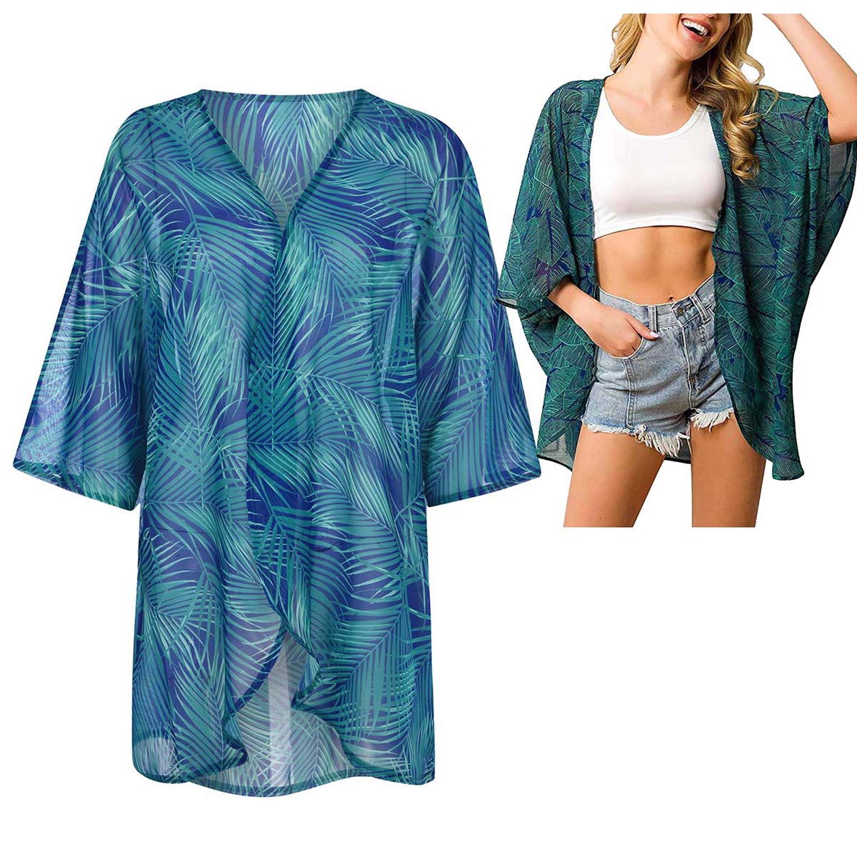 Women's Loose Sheer Chiffon Ki - Kimono Sheer Floral 리뷰 및 가격
