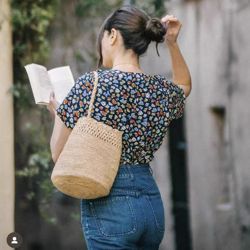 Handmade Crochet Straw Bucket  - Crochet Bag Raffia 리뷰 및 가격