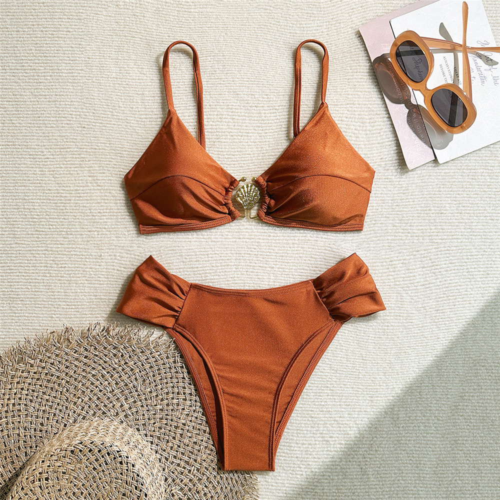 Metal Shell Ring Swimwear Sexy - Swimsuit Bikini Ruched 리뷰 및 가격