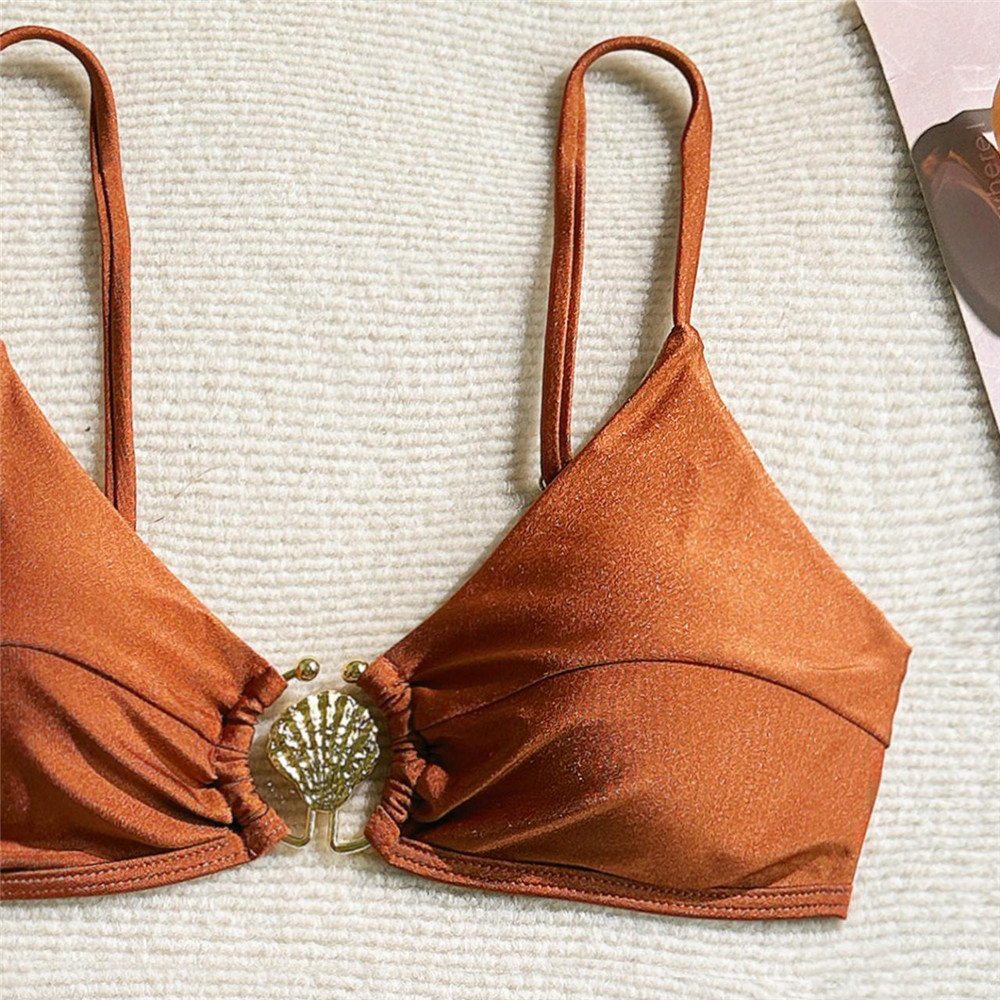 Metal Shell Ring Swimwear Sexy - Swimsuit Bikini Ruched 리뷰 및 가격