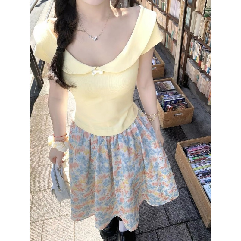 Women 2 Piece Set Bow Top And  - Midi Skirt Floral 리뷰 및 가격