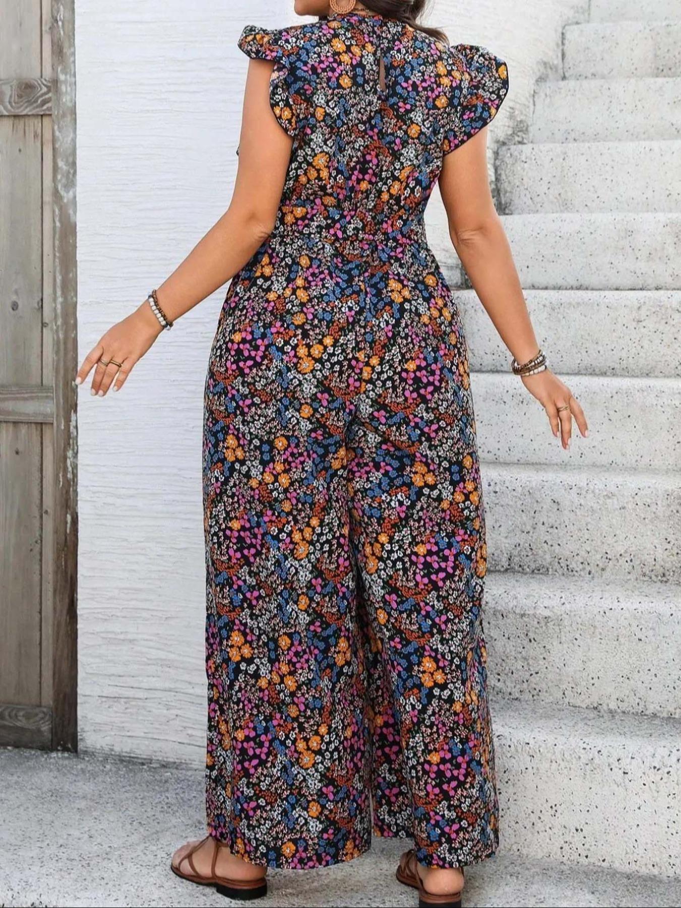 【Plus Size】 Floral Print Tie S - Romper Floral Print 리뷰 및 가격