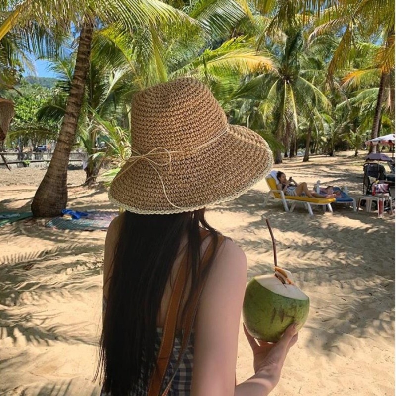 1pc Women's Summer Beach Straw - Hat Floppy Wide 리뷰 및 가격