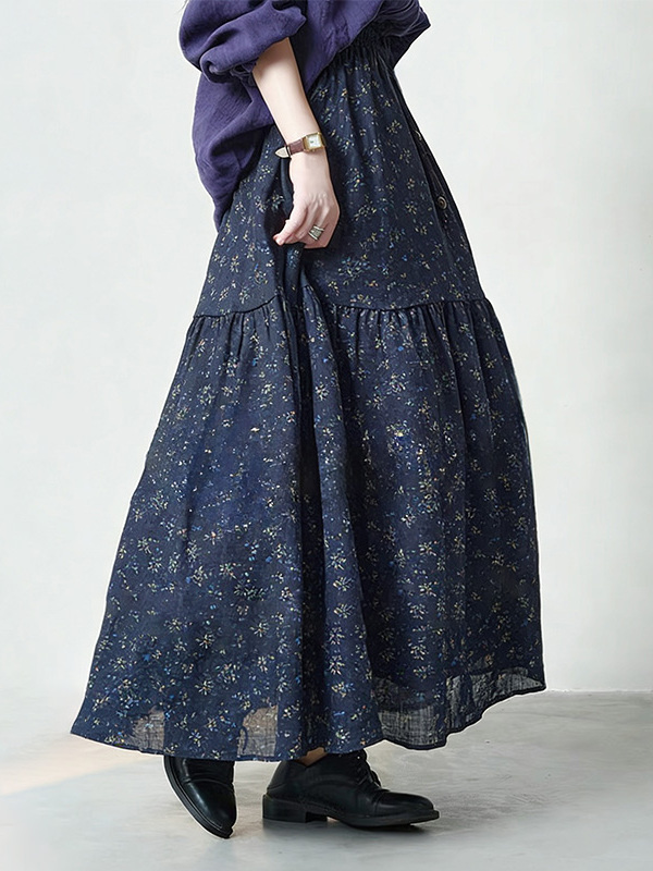 Floral Print High Waist A-Line - Midi Skirt Floral 리뷰 및 가격