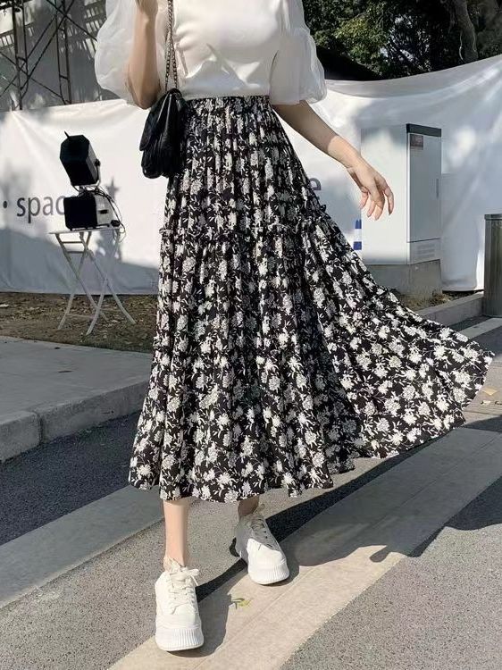 Floral Print A-Line Midi Skirt - Midi Skirt Floral 리뷰 및 가격