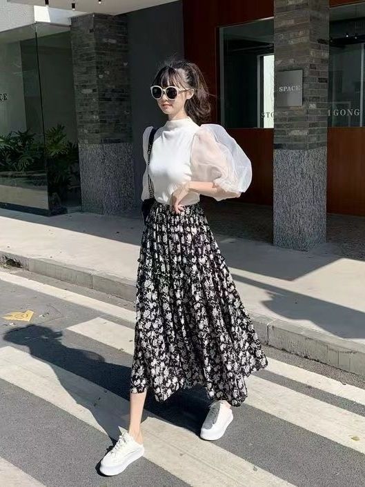 Floral Print A-Line Midi Skirt - Midi Skirt Floral 리뷰 및 가격