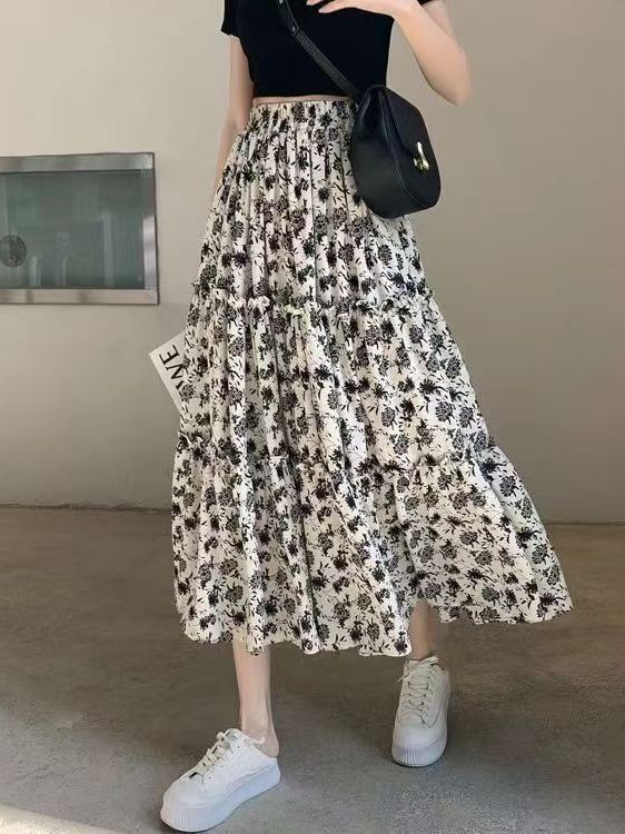 Floral Print A-Line Midi Skirt - Midi Skirt Floral 리뷰 및 가격