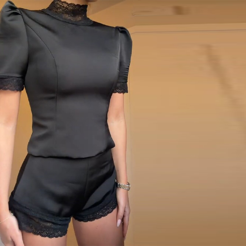 New Satin Lace Edge Top Short  - Blouse Off Shoulder 리뷰 및 가격