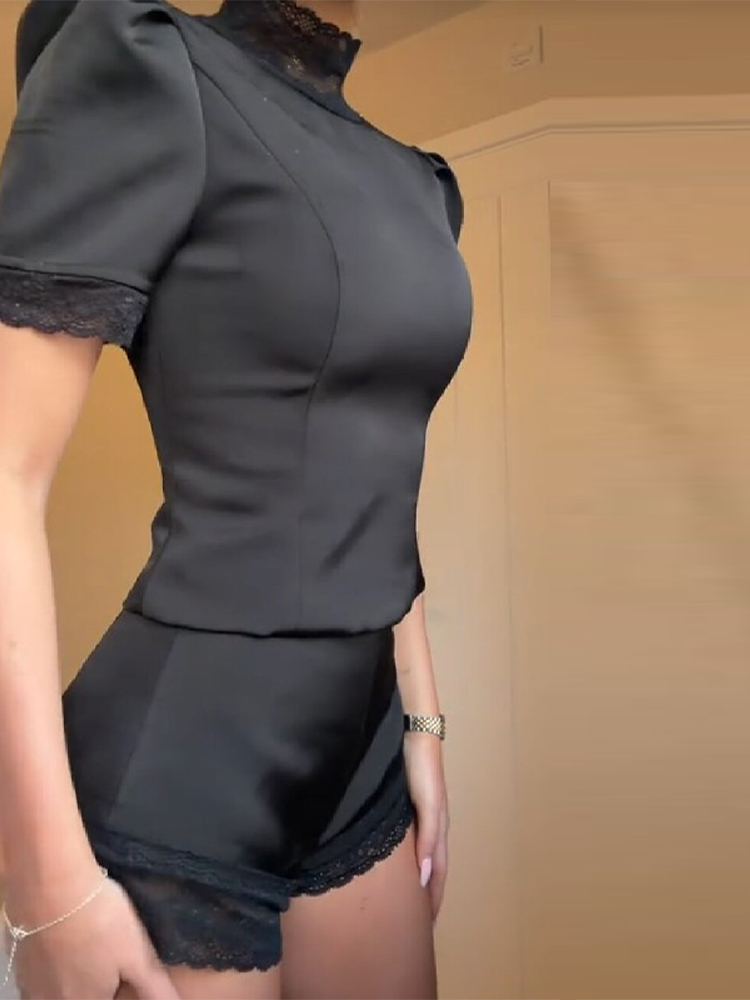 New Satin Lace Edge Top Short  - Blouse Off Shoulder 리뷰 및 가격