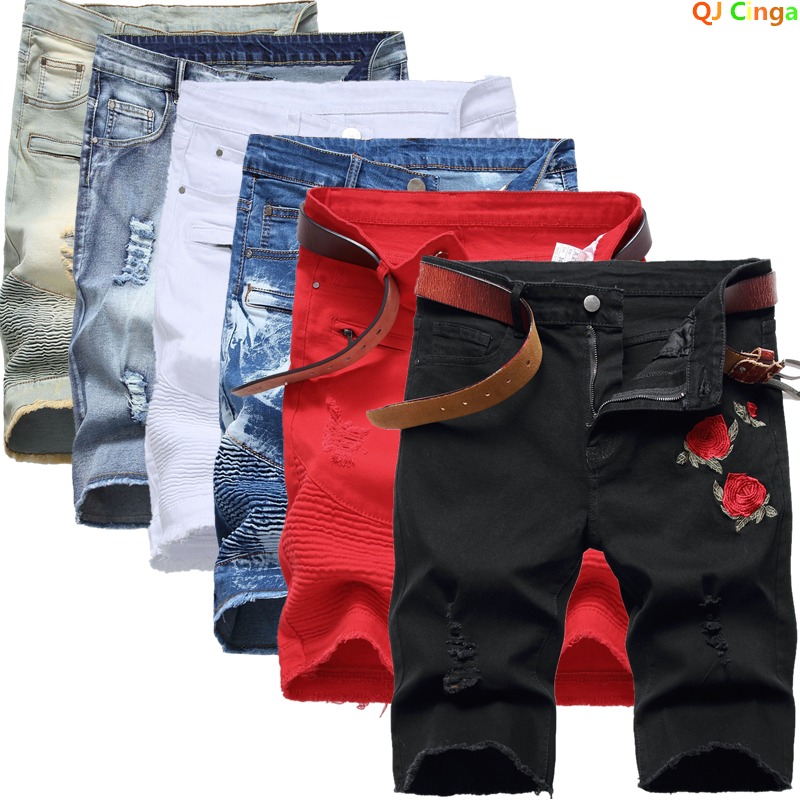 2026 Summer Men's Red Rose Emb - Shorts Denim Frayed 리뷰 및 가격